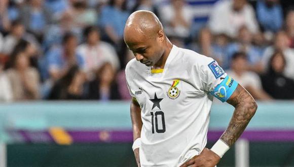 Andre Ayew vivió momento complicado durante Ghana-Uruguay en Qatar 2022. (Foto: AFP)