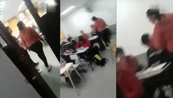 El preceptor del colegio tuvo que intervenir para detener a la mujer y llamó a la policía. (Foto: Captura de video)