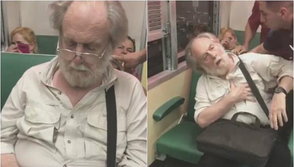Descubren a anciano sacando fotos a chica en un tren y finge infarto para que no lo bajen
