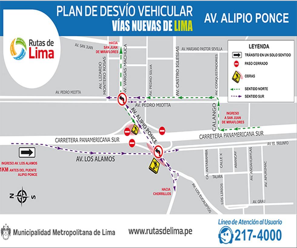 Implementarán desvíos en la Av. Alipio Ponce por obras