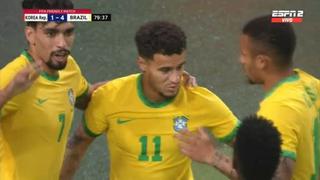 Brasil vs. Corea del Sur: Coutinho saltó a la cancha y en segundos anotó el 4-1 del amistoso (VIDEO)