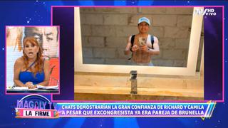Magaly Medina muestra chats donde Richard Acuña le enviaba fotos con el torso desnudo a Camila Ganoza