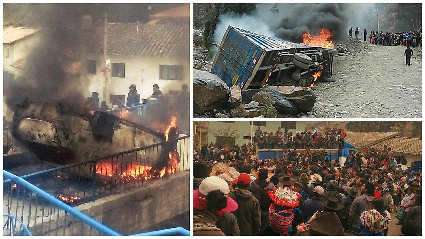 Descontrol en Cusco: Pobladores buscan linchar a delincuentes y queman sus vehículos