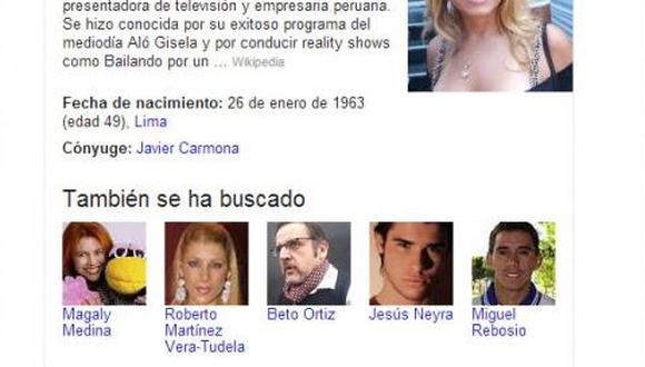 Para Google, Gisela Valcárcel aún está casada con Javier Carmona
