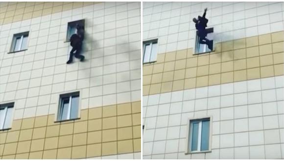 Rusia: atrapados en incendio de centro comercial se lanzan por ventanas para salvarse