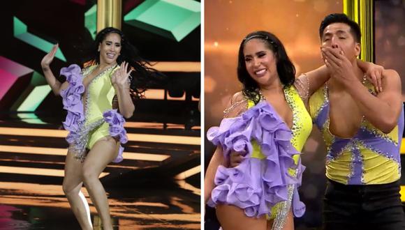 Melissa Paredes sufrió un percance con su bailarín en la novena gala de "El Gran Show". (Foto: GV Producciones / captura América TV)