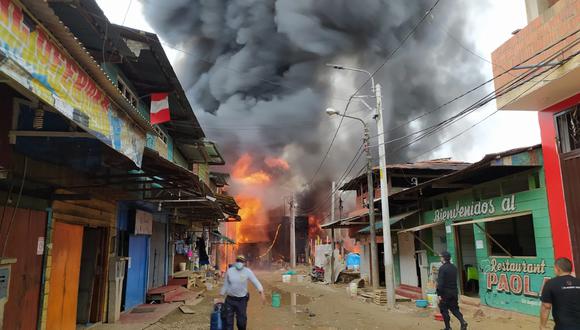 Madre de Dios: Incendio de gran magnitud afectó 70 viviendas en el barrio Chino (Foto: Indeci)