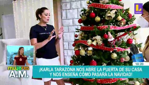 Karla Tarazona mostró el interior de su casa junto a su familia. Captura: Latina