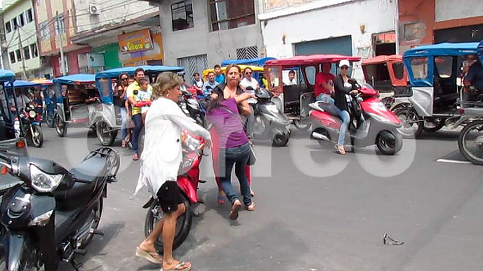 Pelea de mujeres paralizó principal avenida de Iquitos