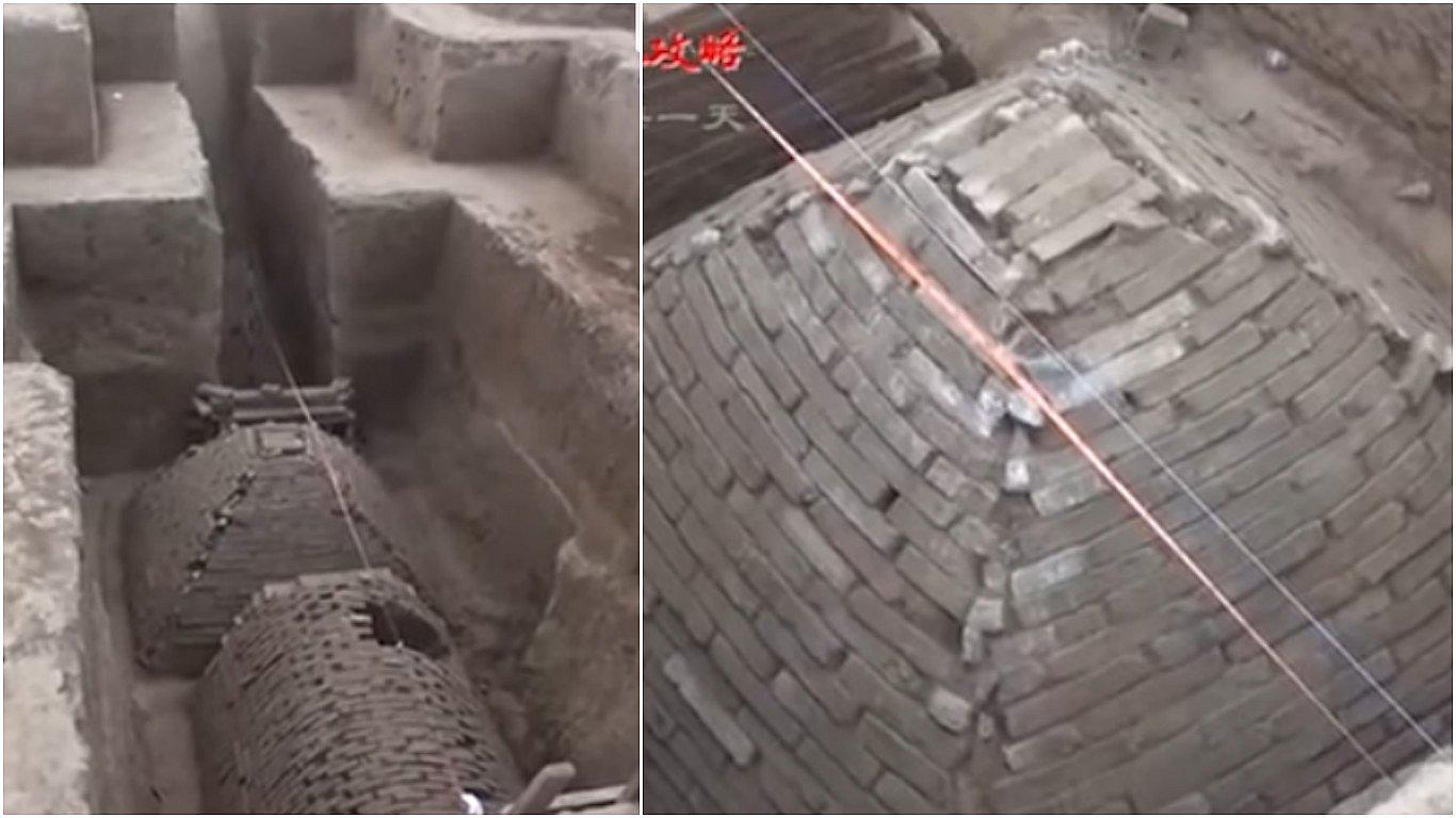 China: encuentran extraña tumba en forma de pirámide (VIDEO)