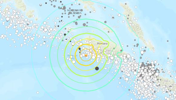 Sismo de magnitud 7 registrado cerca de Islas Salomón. (Foto: USGS)