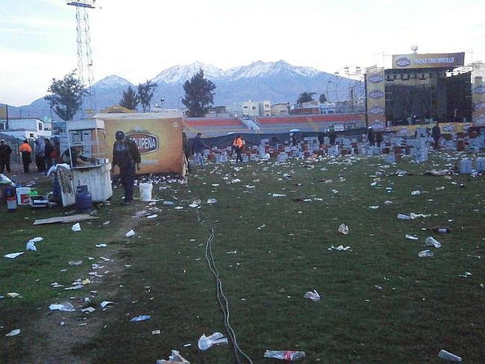 Estadio Melgar convertido en basural luego de concierto por aniversario de Arequipa (FOTOS)