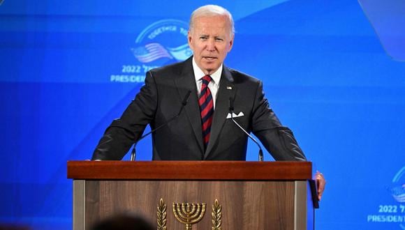 Joe Biden llegó al hospital acompañado por miembros de su delegación y sin autoridades israelíes, lo que según medios locales causó polémica. (Foto:  MANDEL NGAN / AFP)