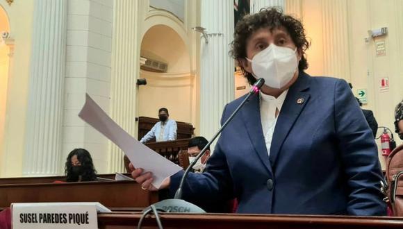 Susel Paredes se pronunció ante los medios este viernes. (Foto: Congreso)