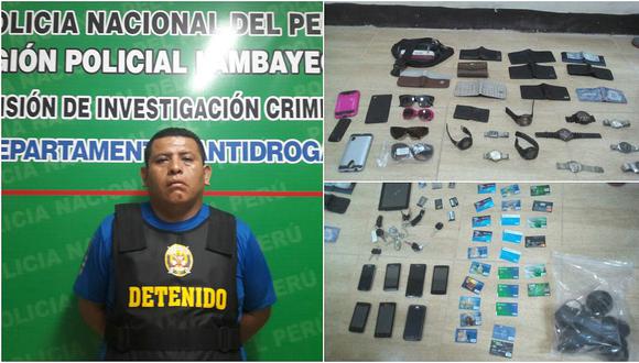 Exhiben celulares, tarjetas y otros objetos incautados a banda "Los Cogoteros de Chiclayo" (VIDEO)