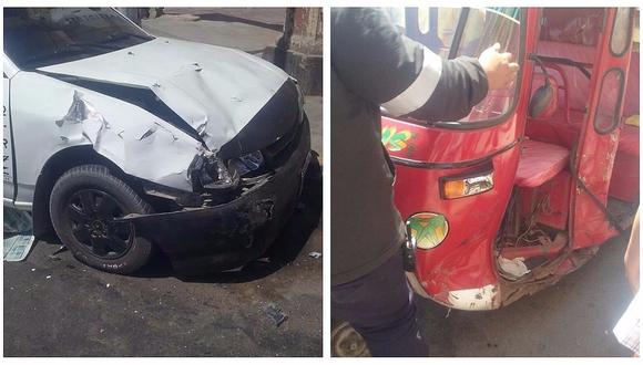 Tarma: Pasajera queda herida tras choque entre auto y mototaxi