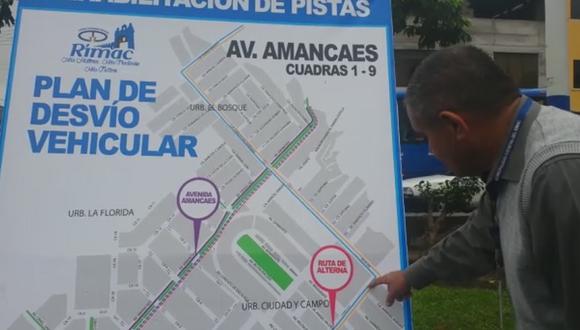 Rímac: Inician plan de desvíos en avenida Amancaes