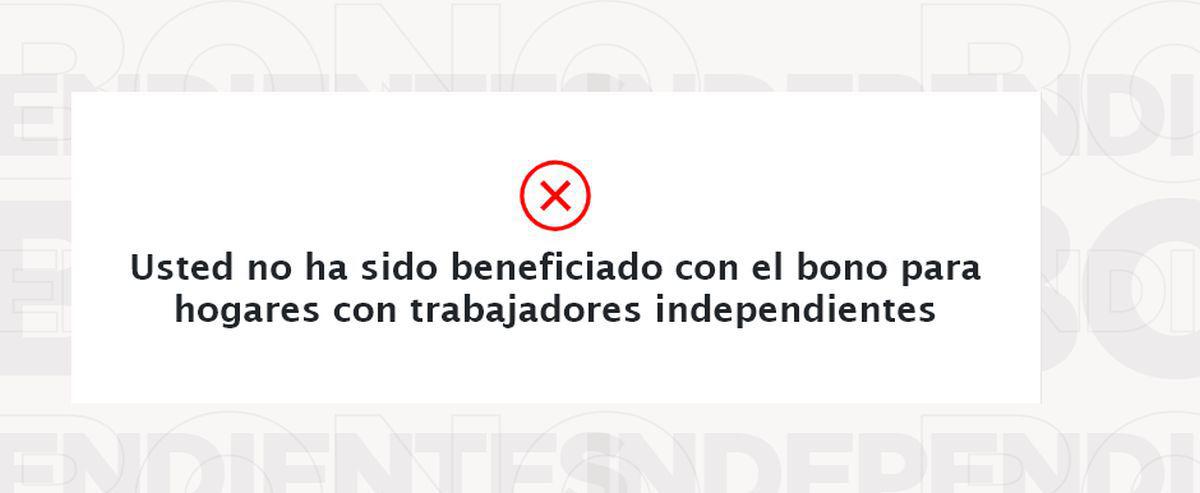 Consulta para el bono independiente por coronavirus (Foto: Captura de pantalla)