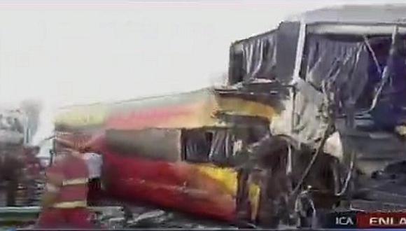 ​Ica: Trece heridos deja choque frontal entre bus interprovincial y camión