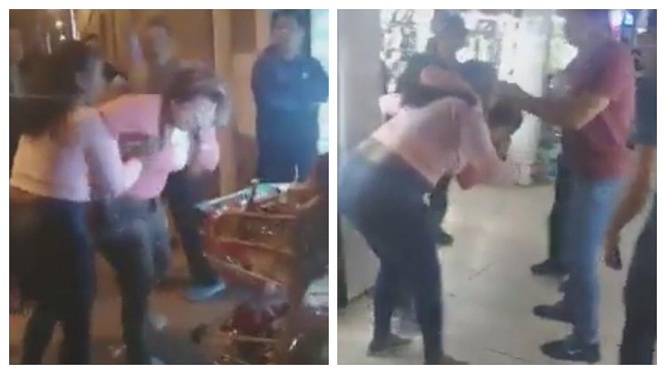 Mujer atacó a otra arrojándole thinner con pintura en el rostro (VIDEO)