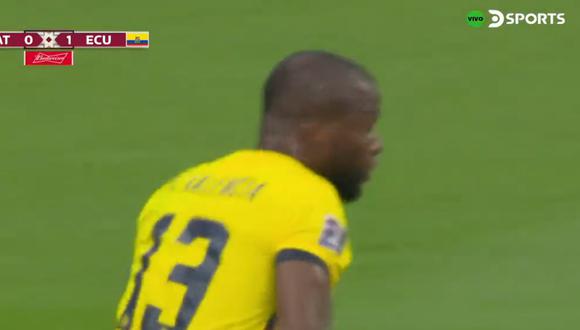 Enner Valencia se impone en la alturas y conecta de cabeza para marcar el segundo. Foto: Captura de pantalla de DIRECTV Sports.