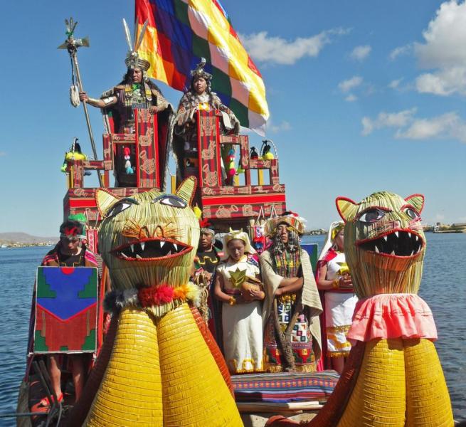 Manco Cápac y Mama Ocllo dieron ofrenda a la tierra y al lago