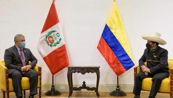En el encuentro sostenido entre Pedro Castillo y su homólogo de Colombia, Iván Duque, el 28 de julio de 2021, se acordó retomar el Gabinete Binacional entre ambos países. (Foto: Prensa Casa de Nariño)
