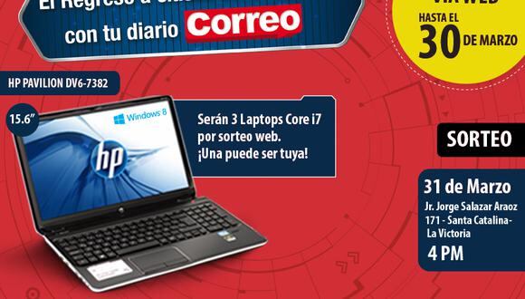 Correo te regala 10 laptops HP Pavilion Core I7