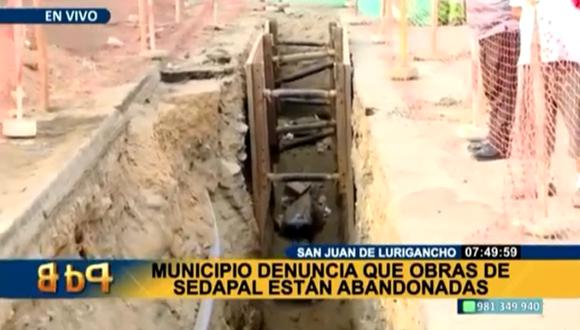 Municipalidad de San Juan de Lurigancho denuncia que obras de Sedapal están abandonadas. Foto: BDP