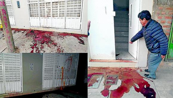 Sangre, vísceras y pintura roja dejan en vivienda de candidato retirado en Juliaca