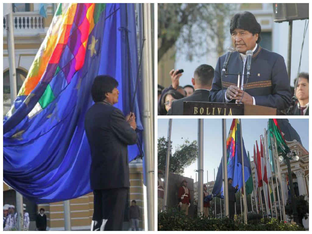 Evo Morales iza bandera marítima de Bolivia ante litigio en La Haya