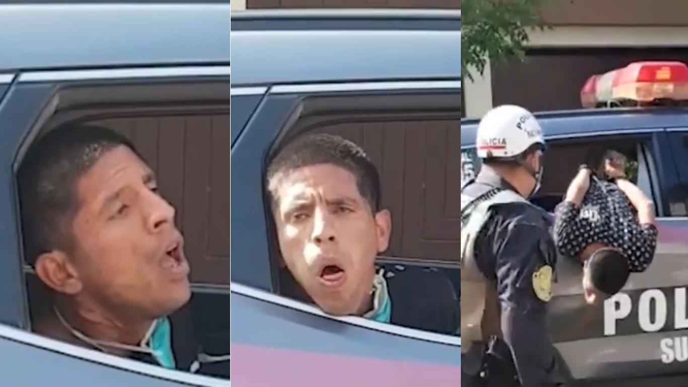 El sujeto tose frente a policía en San Borja. Foto: Captura de pantalla