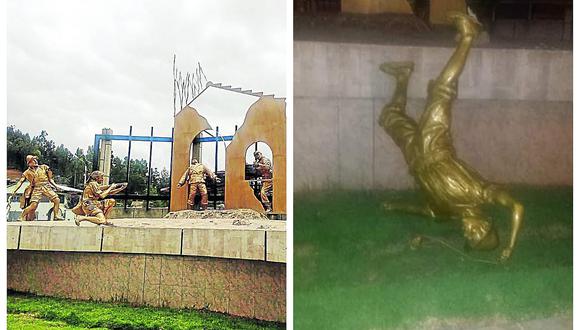 Réplica de estatua a héroes de Concepción amanece destruida
