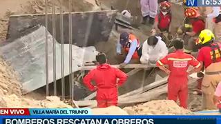 Rescatan a obreros que fueron sepultados por gran cantidad de tierra durante construcción en Villa María del Triunfo