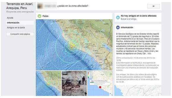 ​Sismo en Arequipa: Facebook activó Safety Check