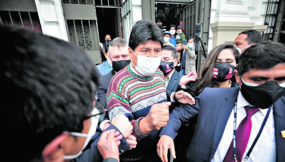Claro apoyo. Evo Morales niega ser asesor de Castillo mientras participa de actividades a su favor. (Foto: GEC)