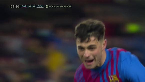 Pedri puso el 1-0 del Barcelona vs. Sevilla. (Foto: captura de pantalla)