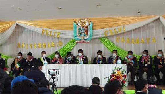 Sesión solemne en el auditorio de la Municipalidad Provincial de Carabaya. (Foto: Difusión)