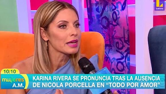 Karina Rivera sobre polémico comentario de Nicola Porcella: “Me dolió, pero yo sé que él no quiso decir eso”. (Foto: Captura)