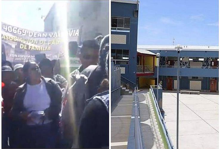 Banco demora en la entrega de colegio Dean Valdivia y padres salen a protestar