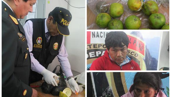 Cusco: 'Operan' naranjas para introducirles droga líquida, caen dos traficantes