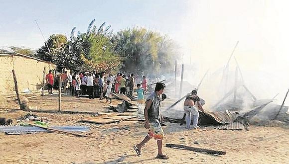 Seis viviendas rústicas se incendian en sector Pampas de Castilla