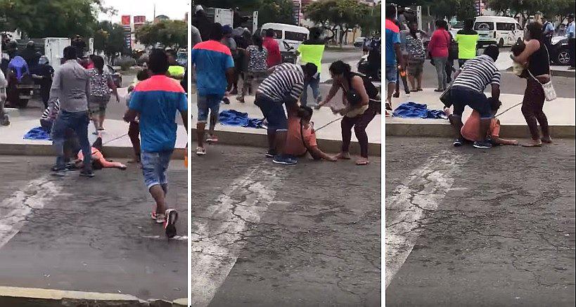 Agentes de comercio informal dejan inconsciente a mujer tras quitarle su mercadería (VIDEO)