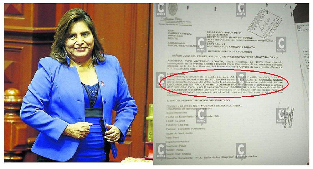 Fiscalía acusa formalmente a congresista fujimorista Gladys Ananculí