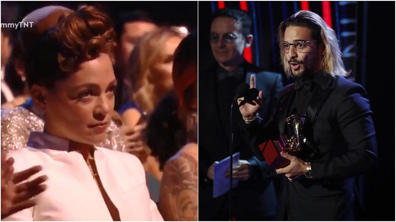 Natalia Lafourcade y su gesto cuando ganó Maluma en los Latin Grammys 2018 (VIDEO)