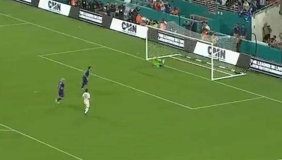 Lionel Messi anotó de penal para el 2-0 de Argentina sobre Honduras. Foto: Captura de pantalla de TyC Sports.
