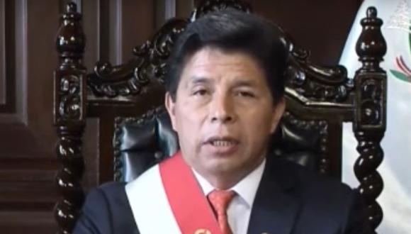 Pedro Castillo durante el Mensaje a la Nación del 7 de diciembre de 2022 (Foto: TV Perú / Captura)