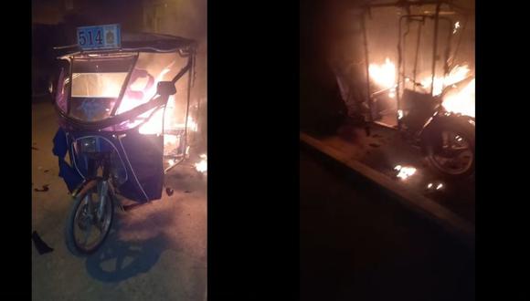 Vecinos ayudaron a controlar las llamas que consumía a vehículo que estaba estacionado en la cuadra 1 de la calle Grau. (Video: Jorge Valverde)