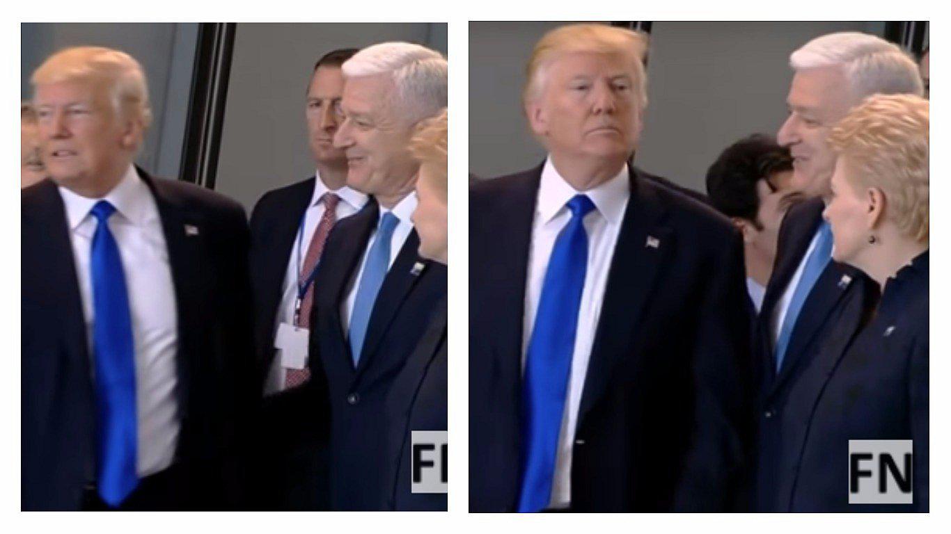 Donald Trump: el preciso momento en que empuja a primer ministro de Montenegro (VIDEO)
