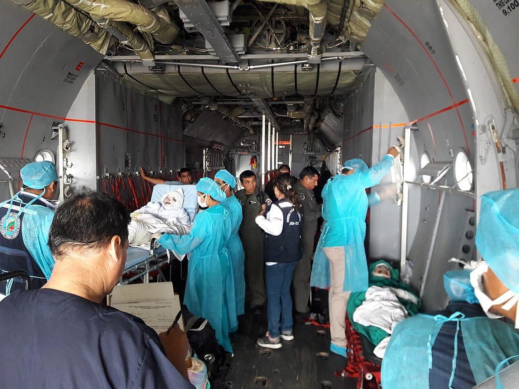 Trasladan por vía aérea a pacientes graves con apoyo del SAMU